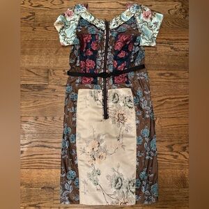 Byron Lars Beulah Patchwork Brocade Floral Dress Size 10 Designer Mixed Fabric
